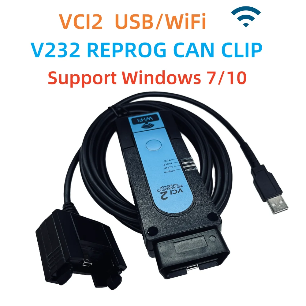 Best quality CanClip vci2 WiFi V232 Program Canclip Windows7/10 REPROG canclipVCI-2 cars OBD2 Repair scanner car Diagnostic Tool