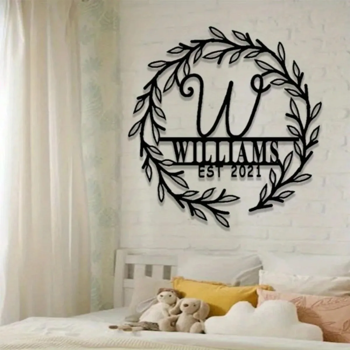 Customized Last Name Metal Monogram Sign with 