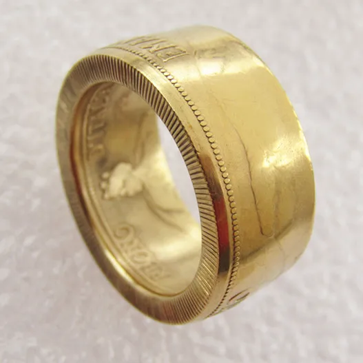 

1912 Italy 100 Lire Gold Plated 'Head' Copy Decorate Coin Ring Handmade In Sizes 8-16