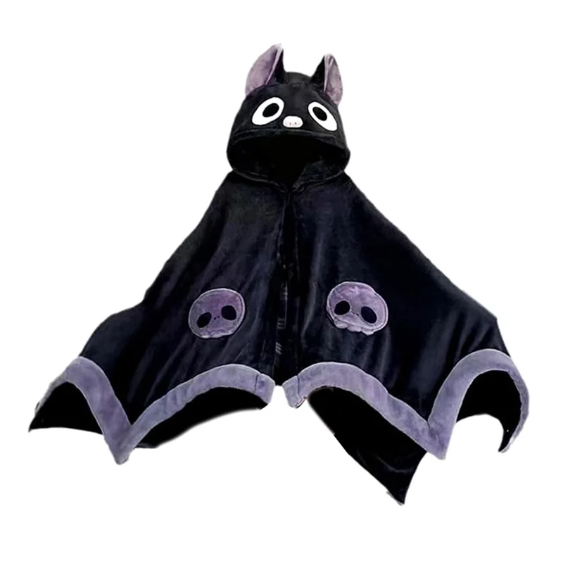 ABLJ Cute Halloween Wearable Blanket Hoodie For Halloween Cosplay Soft Hooded Bat Cape