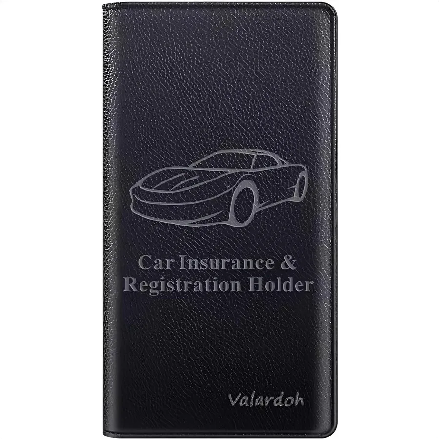 Porta-cartões premium para registro e seguro de carro, porta-documentos para cartões, carteira de motorista, outros documentos de entrada, preto