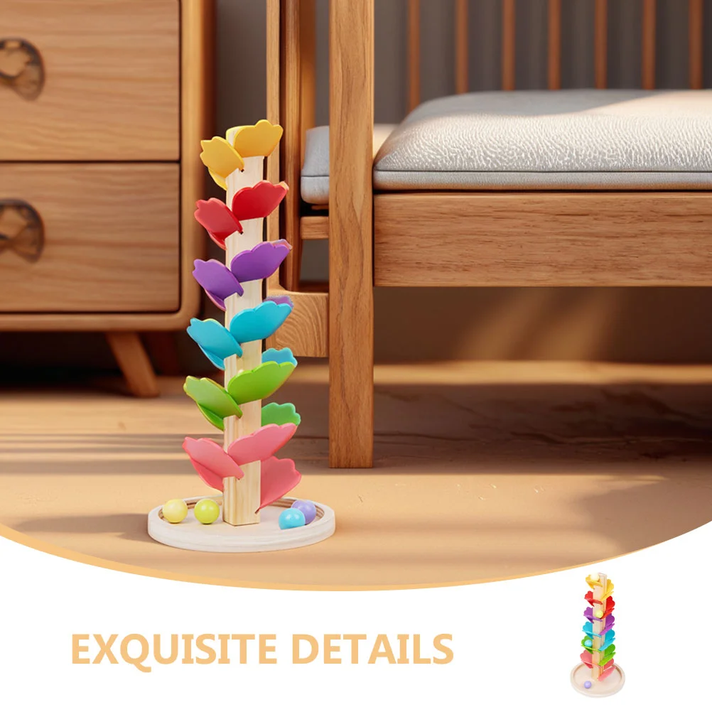 2 Sets Wooden Marble Run Rainbow Musical Tree Montessori Track Child