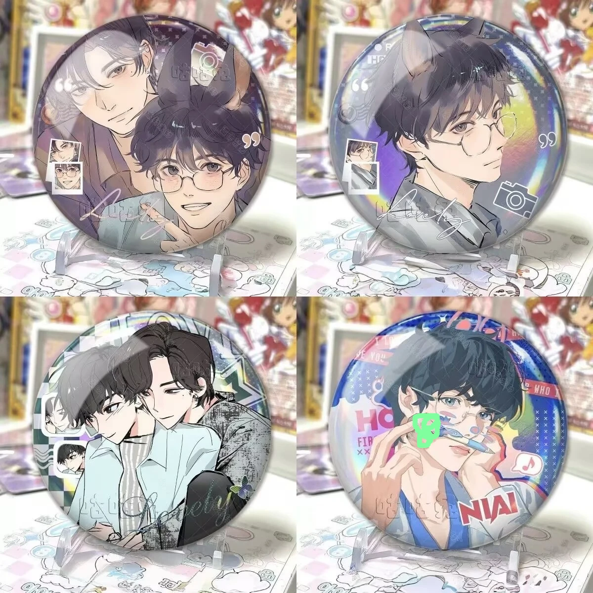 Guo Chengyu Jiang Xiaoshuai의 "Reverse Love" 및 "Shun Hate" 팬 제작 레이저 바 배지 "Liu Xuancheng Zhanxuan" 브로치 선물