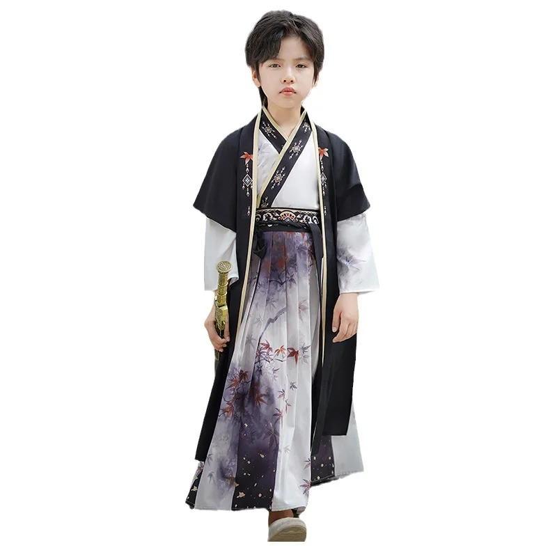 

New Chinese Style Clothing Traditional Festival Performance Attire Improved Hanfu Classical Tang Costume Suit for Boys in Spring