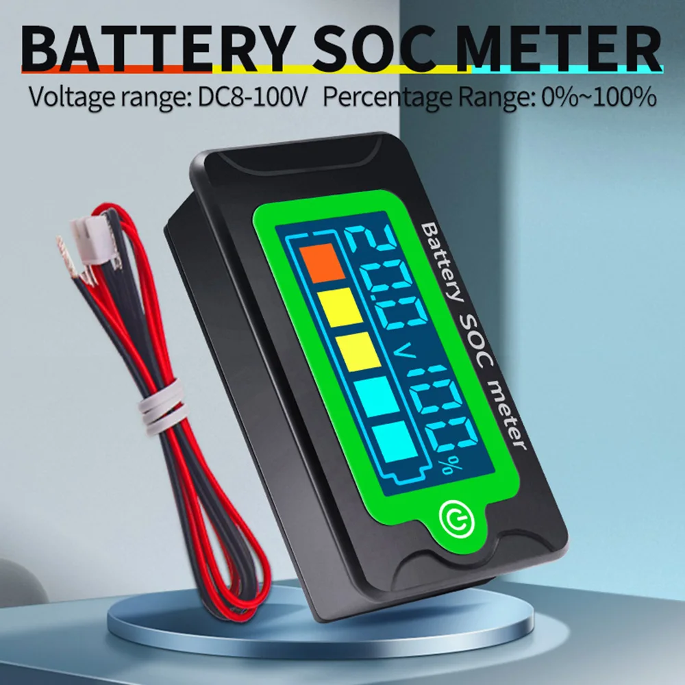 

Waterproof Battery Capacity Indicator DC 8-100V Lead Acid Lithium Iron Battery Tester SOC Meter 12V 24V 48V 72V Voltmeter