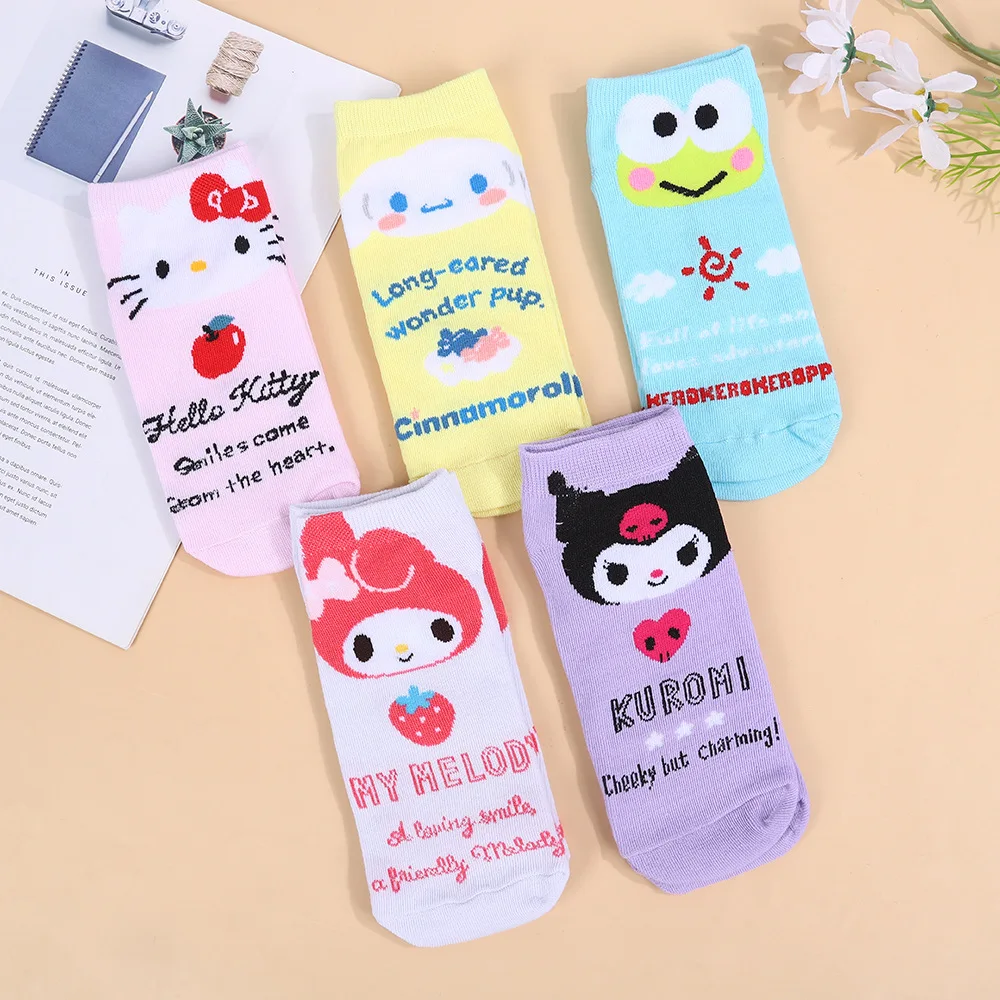 

5pairs Sanrio cartoon socks cute girls combed cotton socks adult four seasons personalized female socks