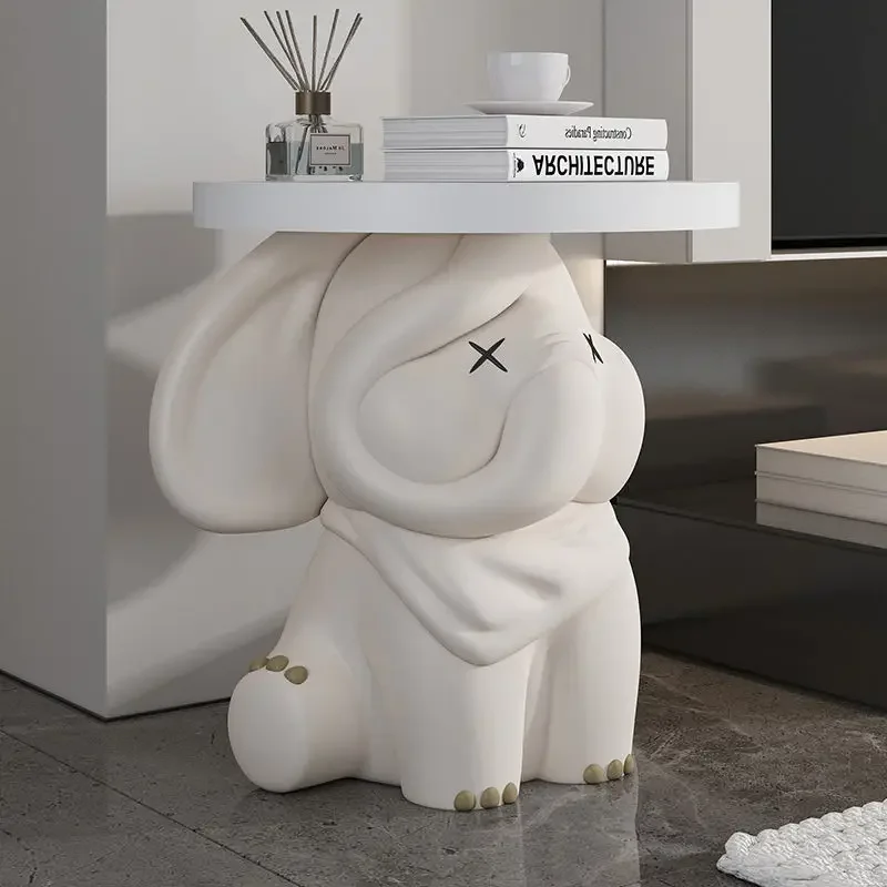 Cartoon Elephant Tray Side Table, Sculpture Floor Ornaments, Living Room and Bedroom Home Decorations, Home Furniture Gifts