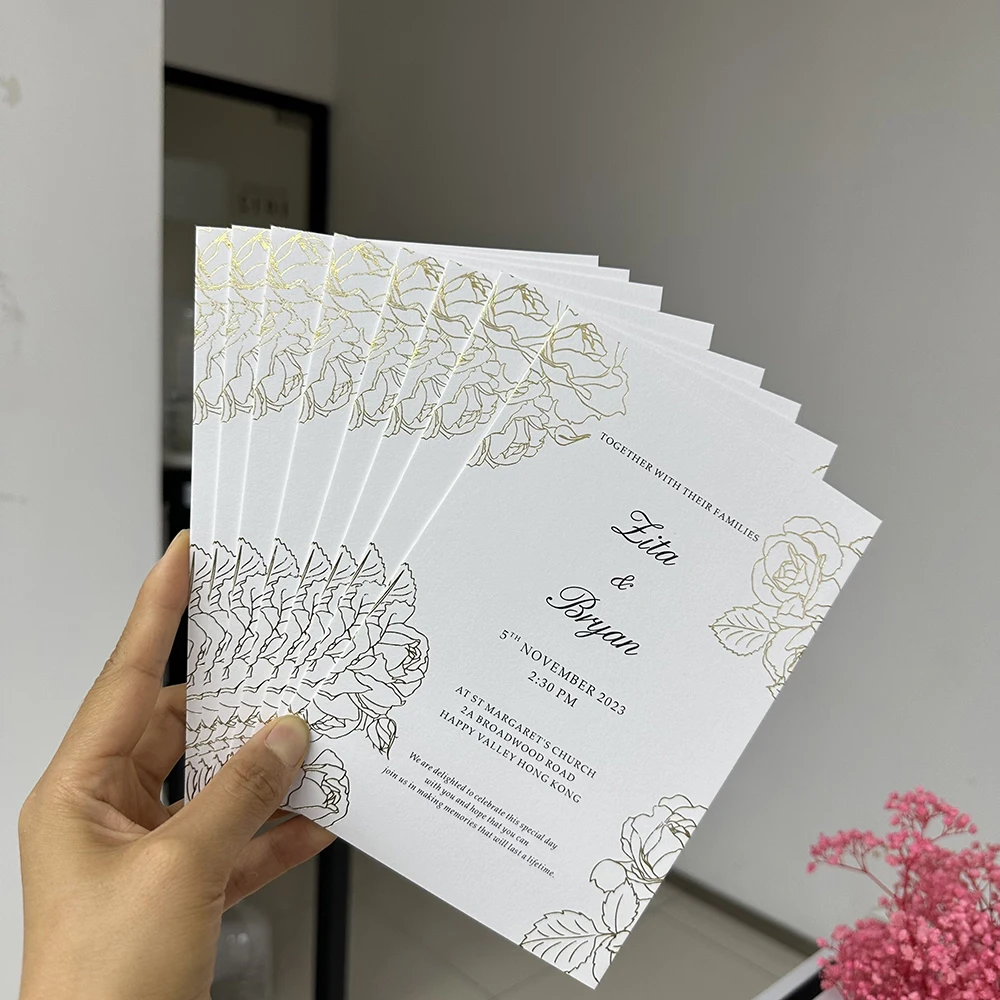 Gold foil Design Invitations, Elegant Wedding Invitations, Birthday Parties/Holiday Wishes/Anniversaries Universal