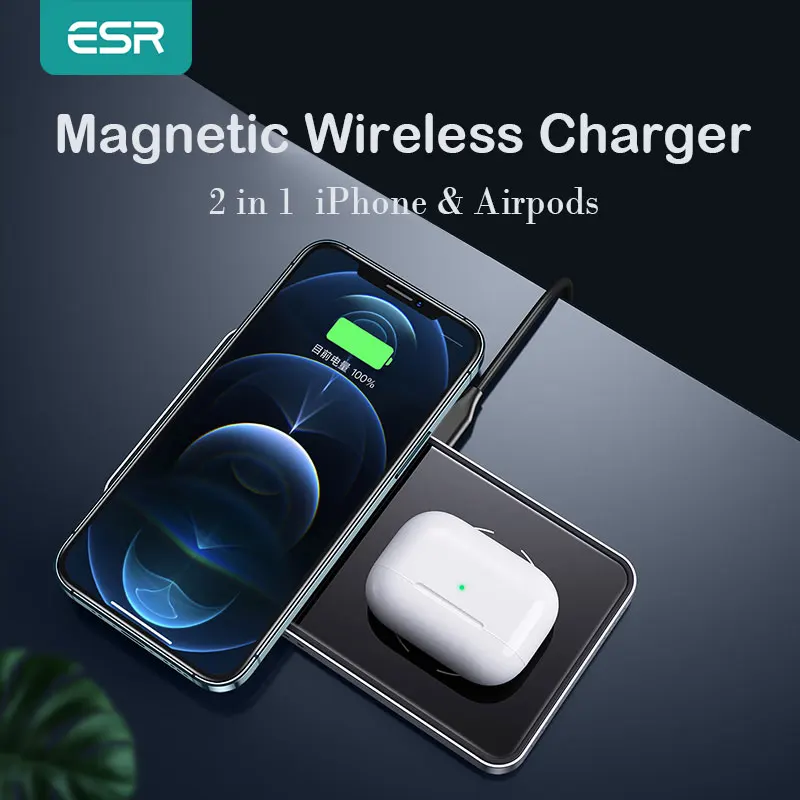 

Магнитное беспроводное зарядное устройство ESR для iPhone 13 12 Pro Max Магнитная зарядка для Airpods Магнитное беспроводное зарядное устройство для Samsung Xiaomi