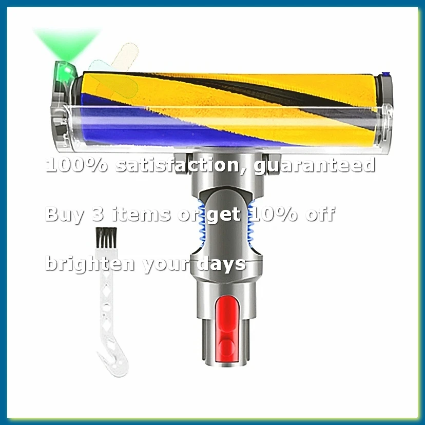 Dust Detect Vacuum Attachment for V15 V11 V10 V8 V7 Hardwood Floor Head Soft Roller Brush with Optical Green Light