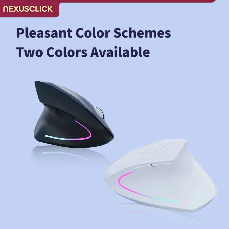 NexusClick Vertical Ergonomic Mouse, 2.4G Bluetooth Wireless Rechargeable Office Mice Adjustable DPI 6 Mute Buttons For Computer