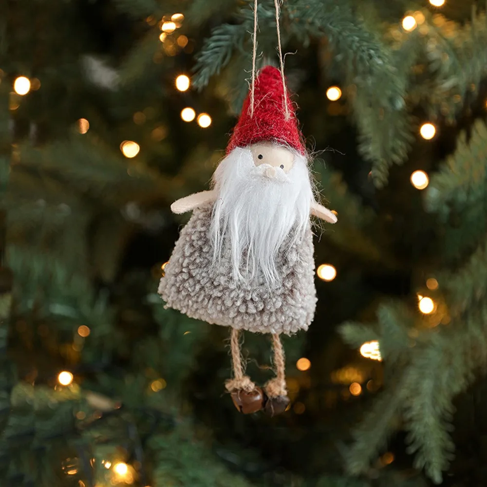 

Plush Christmas Snowman Pendant Reindeer Santa Claus Girl Doll Hanging Pendant with Bells Xmas Tree Pendants