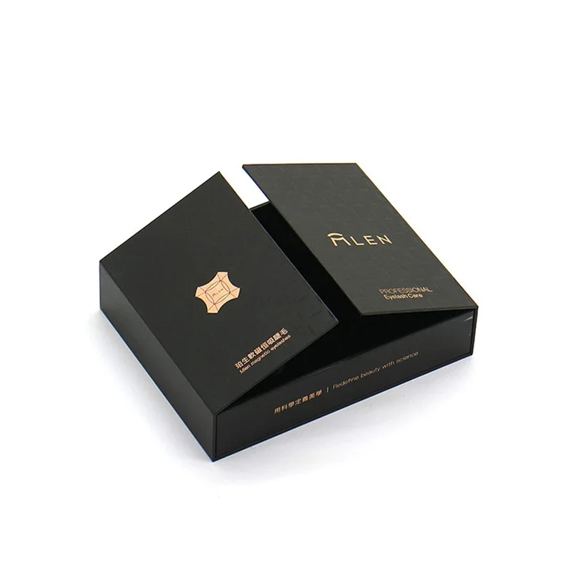 Custom Printing Luxury Black Hot Stamping Gold Logo Packing Gift Necklace Paper Box Exquisite Jewelry Box