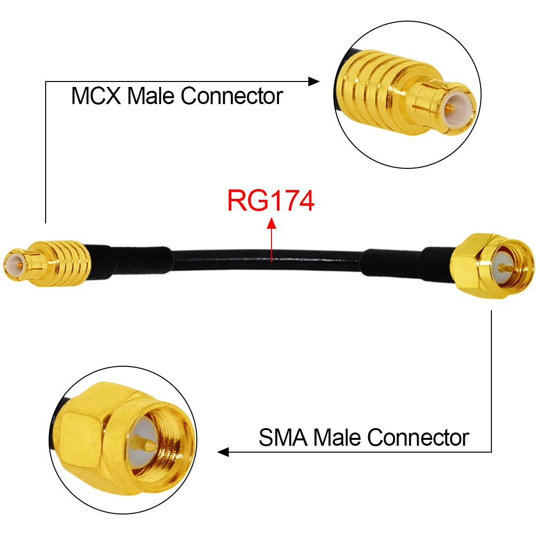 SMA Male Plug to MCX Male Straight RF Cable Adapter RG316 RG174 RG178 15cm 6inch NEW Wholesale for WIFI