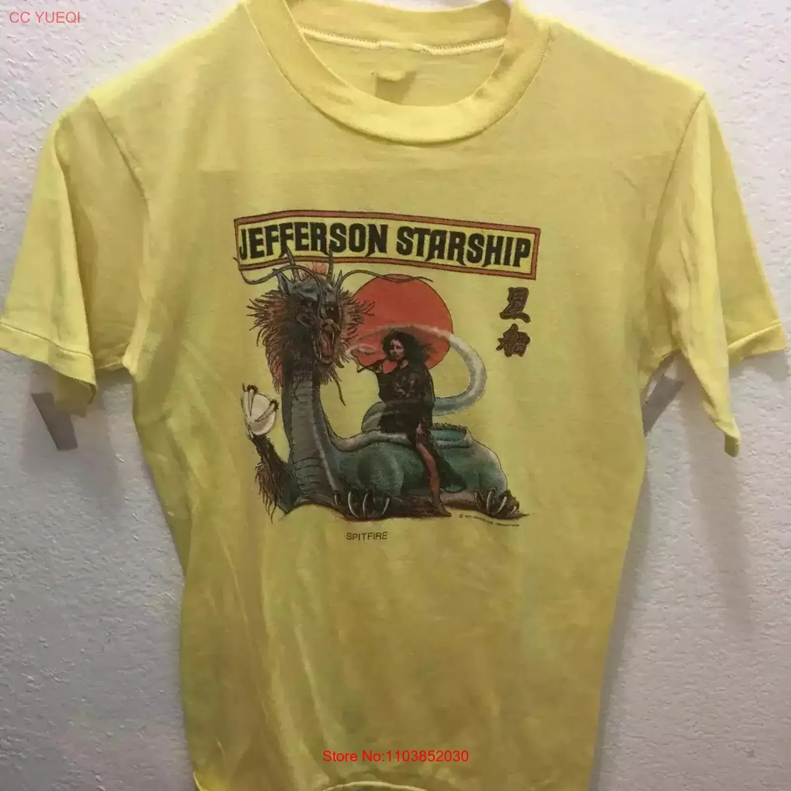 Beliebtes Jefferson Starship Band Gelbes T-Shirt in voller Größe S 5XL Vintage Washed Unisex Casual Streetwear Stretch