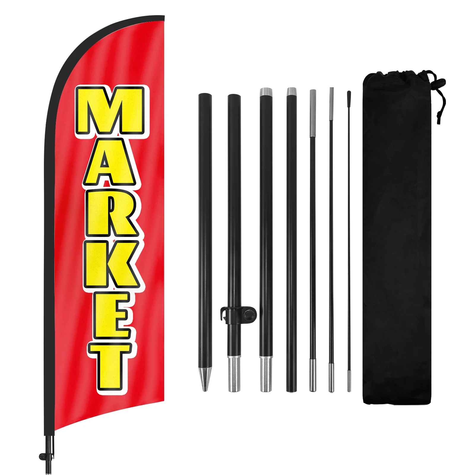 FSFLAG 1PCS 280CM The Market2 Feather Flag with Flagpole Advertising Outdoor Banner Decoration for Businesse and Storefront