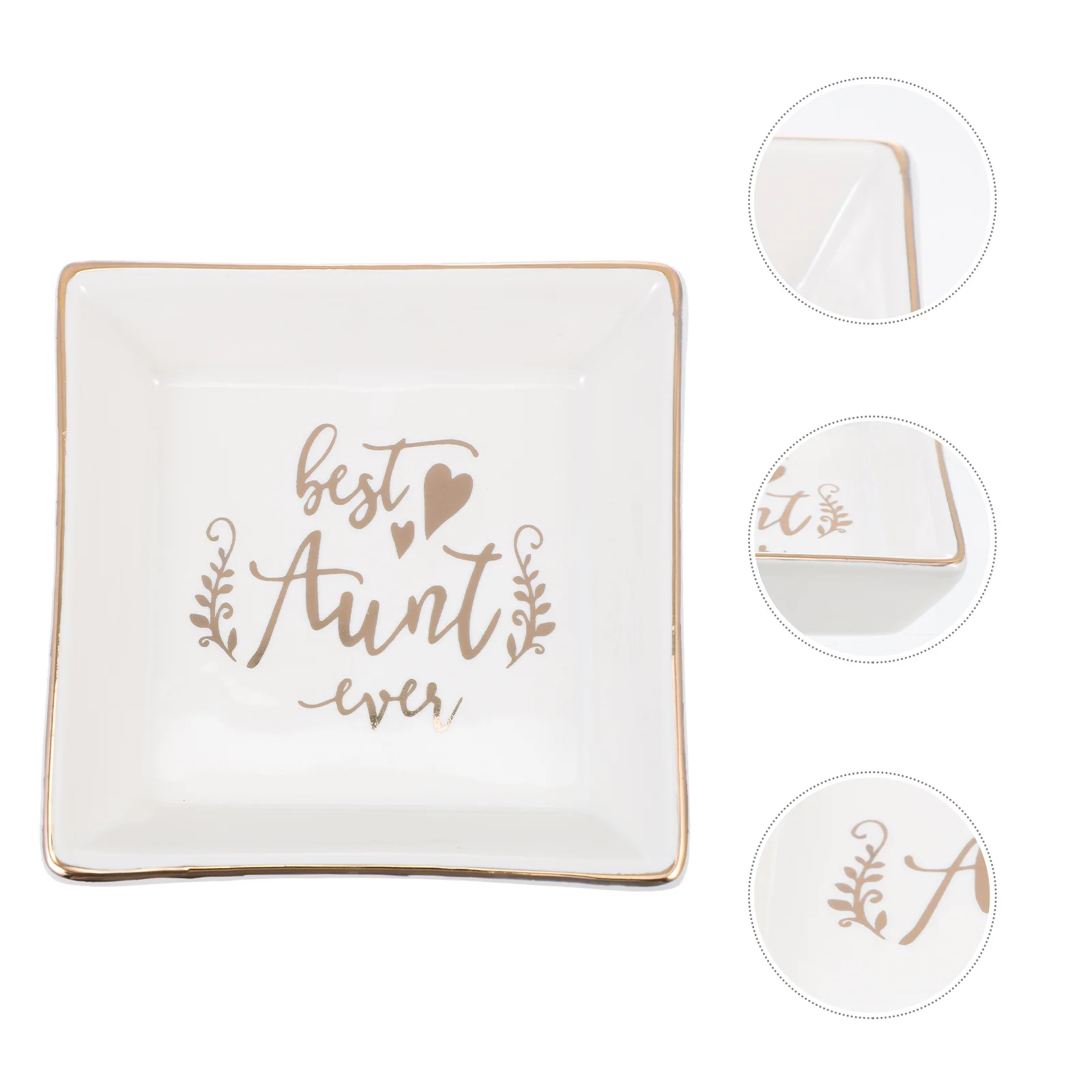 

Ceramic Gold Trim Jewelry Plate Jewelry Tray Storage Organizer Dresser Display Jewellery Holder Dresser Adorn