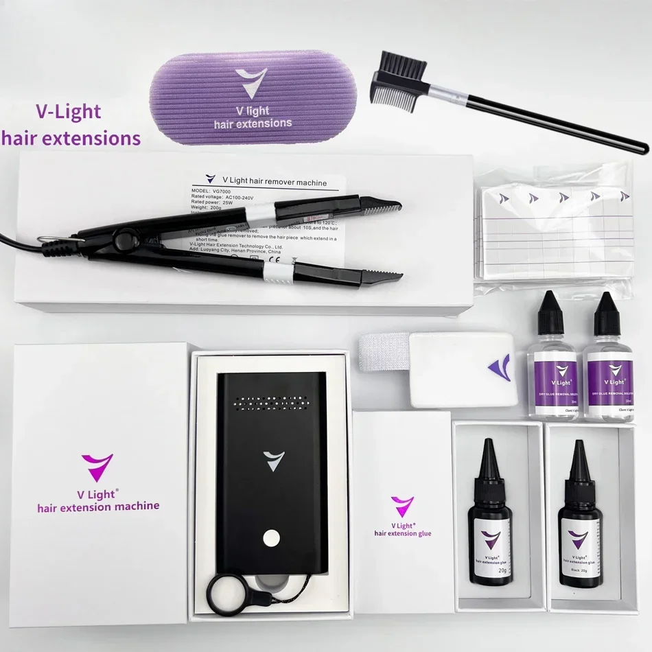 V-Light Technology Hair Extension Machine new system tape hair extension set v light hair extensions tools for