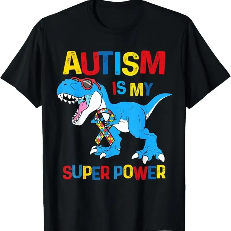 Kids Autism Is My Super Power Dinosaur Boys Awareness T Shirt