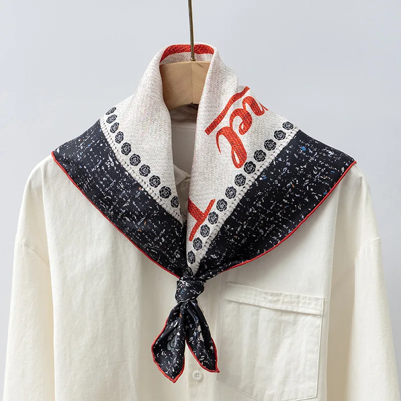 Шелковый шарф 65 см с квадратными драгоценными камнями, банданы с закрученными краями, роскошные дизайнерские квадратные шали, сумка на голову, аксессуары, рождественский подарок для любовника