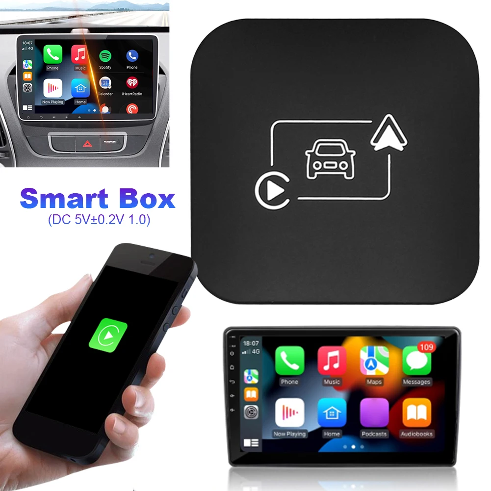 Wireless CarPlay Android Auto Mini Box Dongle BT WiFi Wireless Adapter Plug and Play for Factory Wired CarPlay Android Auto Cars