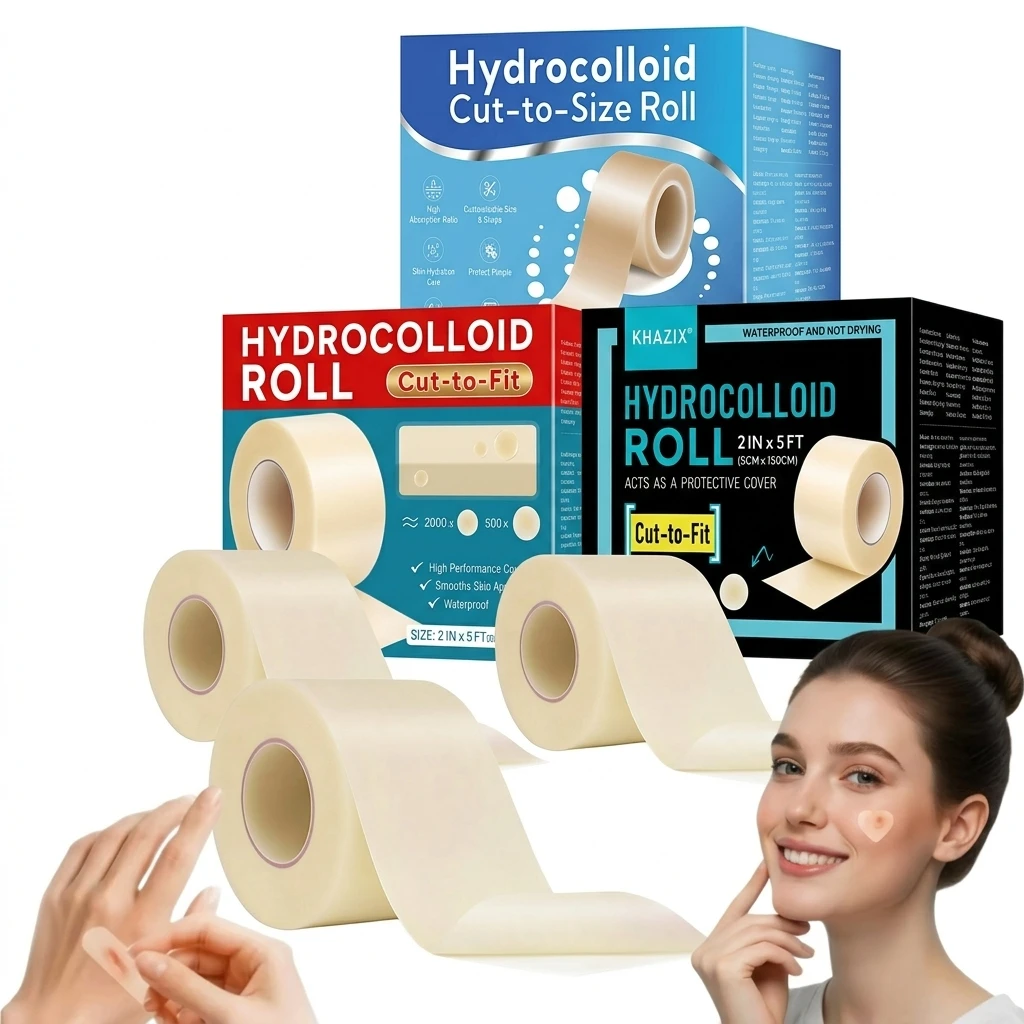 1roll Hydrocolloid Acne Patch Roll DIY Cut-to-Size Pimple Cover Sticker, Ultra Thin Waterproof Blemish Tape for Face