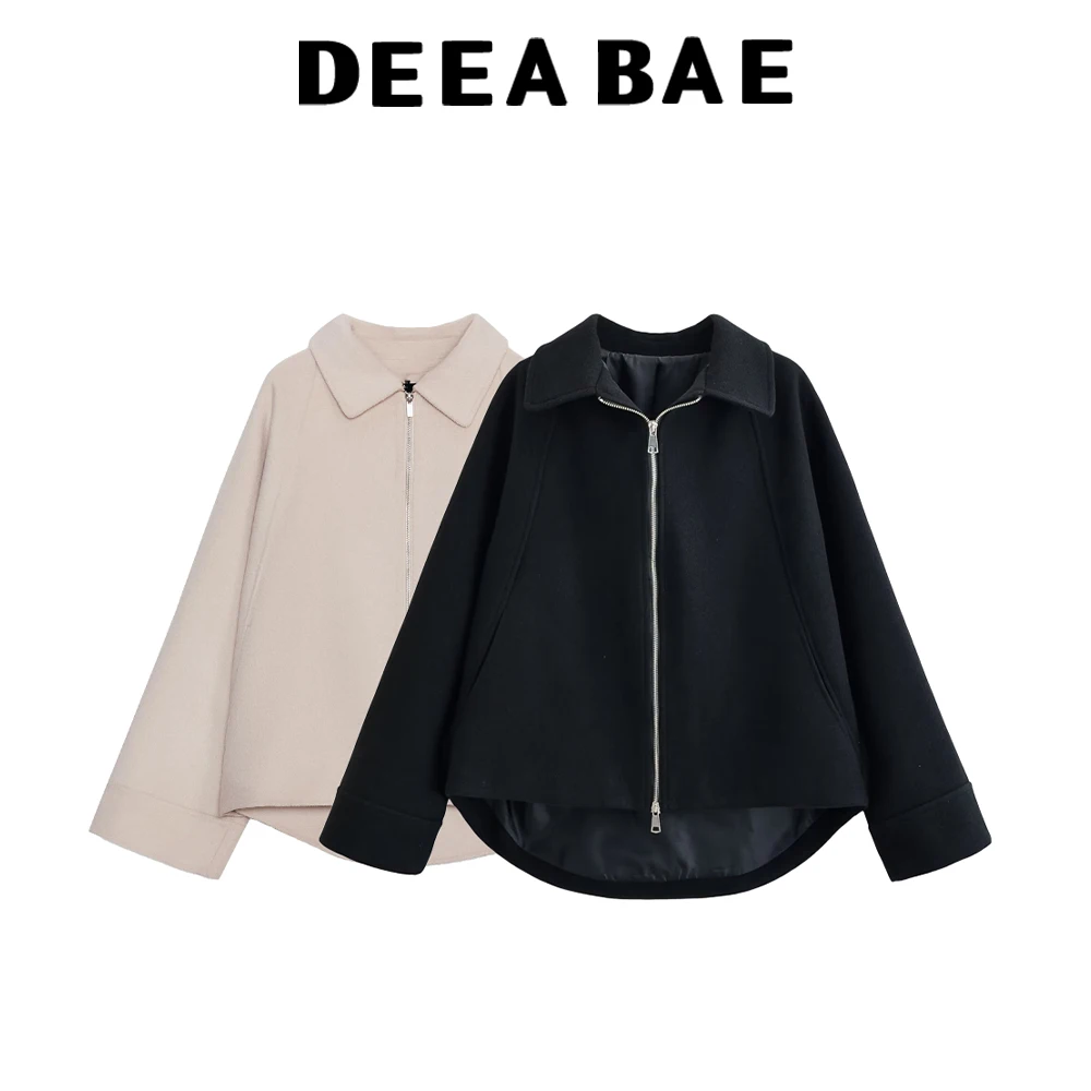 

DEEABAE 2025 осеннее новое пальто в европейском и американском стиле, простое модное универсальное стильное повседневное пальто на молнии с воротником