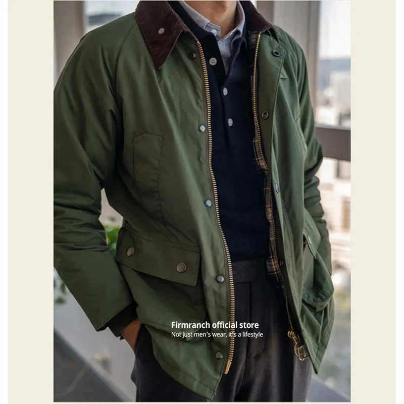 Firmranch Amekaji British Vintage Hunting Jacket With Corduroy Collar Cargo Trench Coat Fall Winter Blazer Men Women Free Ship