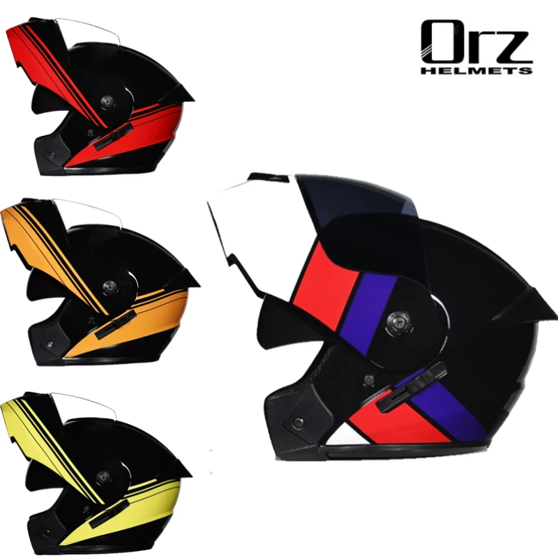 

ORZ новый мотоциклетный шлем с двойными солнцезащитными козырьками, анфас, гоночный Bluetooth, модульный флип-шлем для мужчин и женщин, DOT