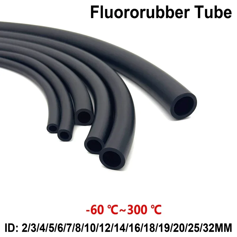 Tubo de aceite de fluororubber FKM de 1M, tubo de manguera resistente a la corrosión de alta temperatura ID 2mm/3/4/5/6/7/8/10/12/14/16/18/19/20/25/32MM