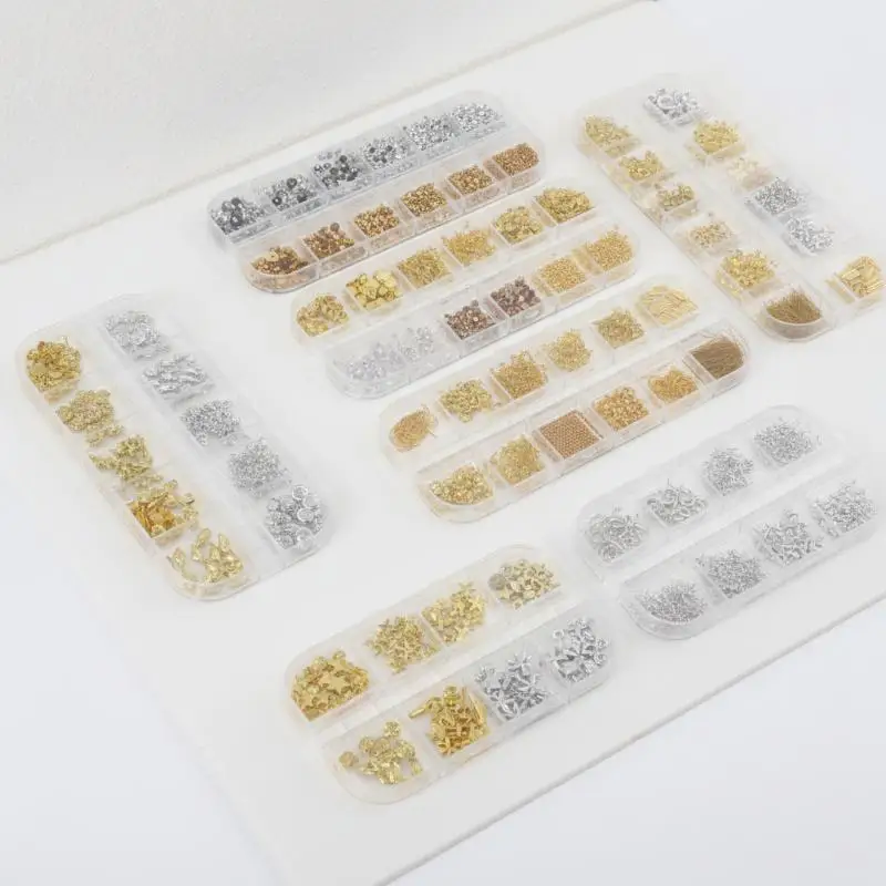 12Grids Star Moon Nail Rivet Studs Y2K Metallic Nail Charms DIY Manicure Decor