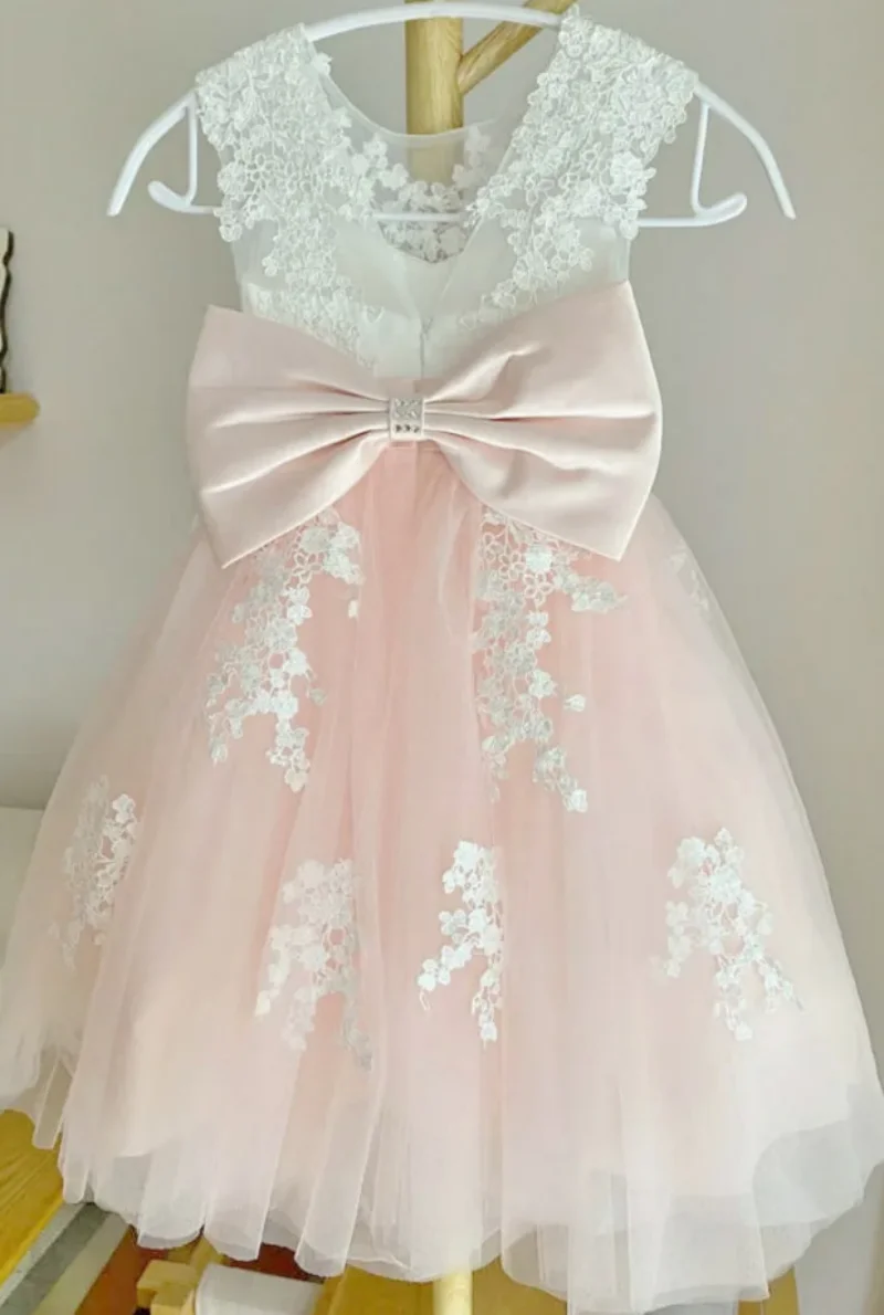 Vestido de princesa con Apliques de encaje hasta la rodilla para niña, traje de princesa con diseño de fotos reales, tutú para cumpleaños