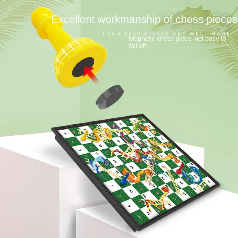 المغناطيسي الأفعى سلم الشطرنج طوي الشطرنج مجلس المحمولة الوالدين الطفل الجدول لعبة الأطفال لغز اللعب