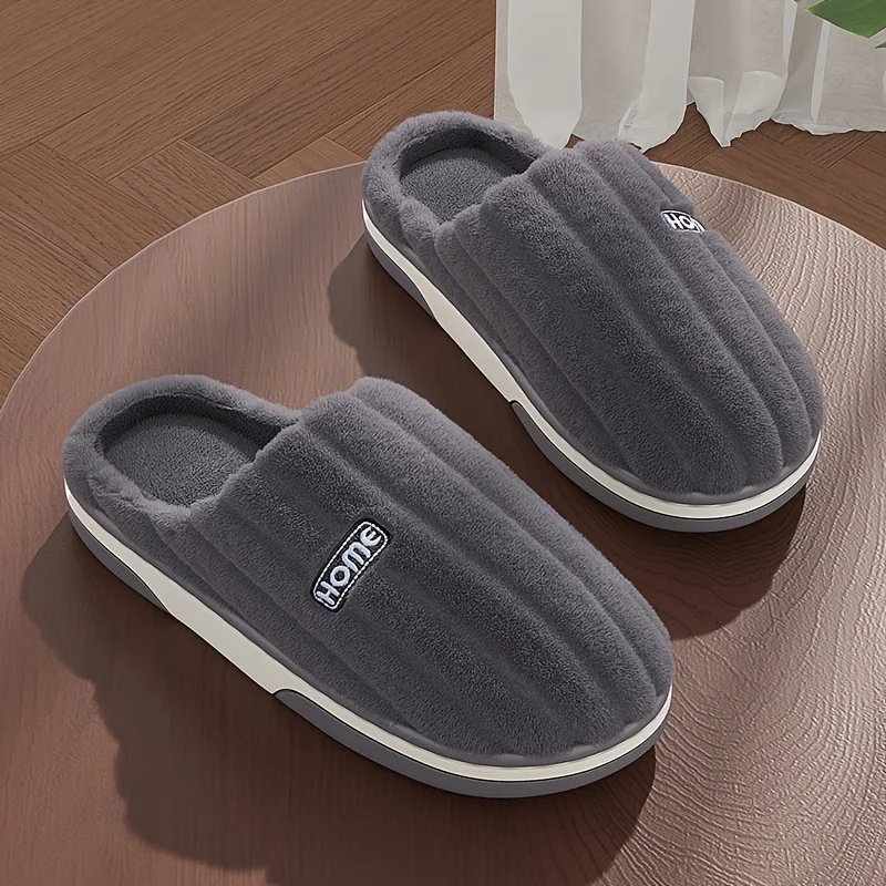 Plus Size 48-49 Solid Color Men Slippers Winter Autumn Women Non-Slip Femal Male Indoor Cotton Shoes