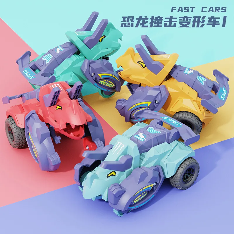 

Children's Impact Deformation Toy Car Impact Resistant and Rebound Force Dinosaur Car Set Boys Girls Baby Inertia Sliding Car