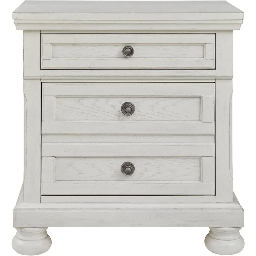 منضدة كلاسيكية بيضاء ذات درجين