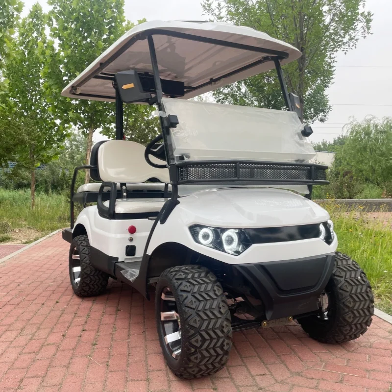 New Off-Road Hunting Vehicle 45km/h High Speed 72V Lithium Battery Electric Golf Cart 12 Inch Tires Front Basket Sound Bar