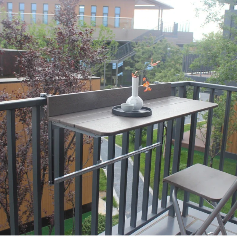balcony flower rack hanging space-saving bar counter Railing folding table customized window guardrail hanging table