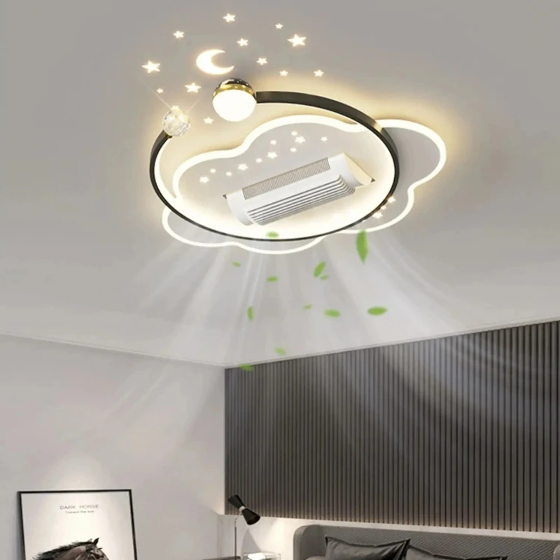 Luxury Remote Slient Vaneless Ceiling Fan Lamps Invisible Bladeless Master Bedroom Living Room Ceiling Fan Light Home Decor Lamp