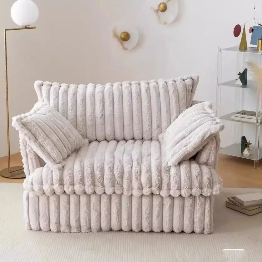 Removable sofa living room bedroom fabric long hair corduroy single sofa