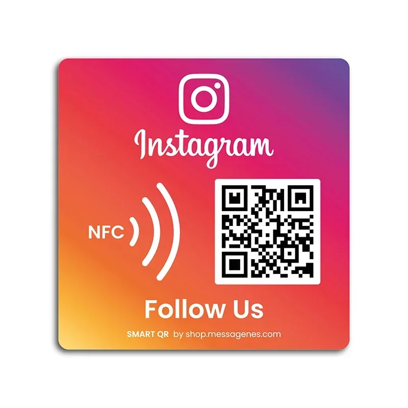 Social Business Media Sign, NFC Signage Tap, Siga-nos no Instagram, QR Code Sign, Google Review, Cartão do Facebook para Loja Loja