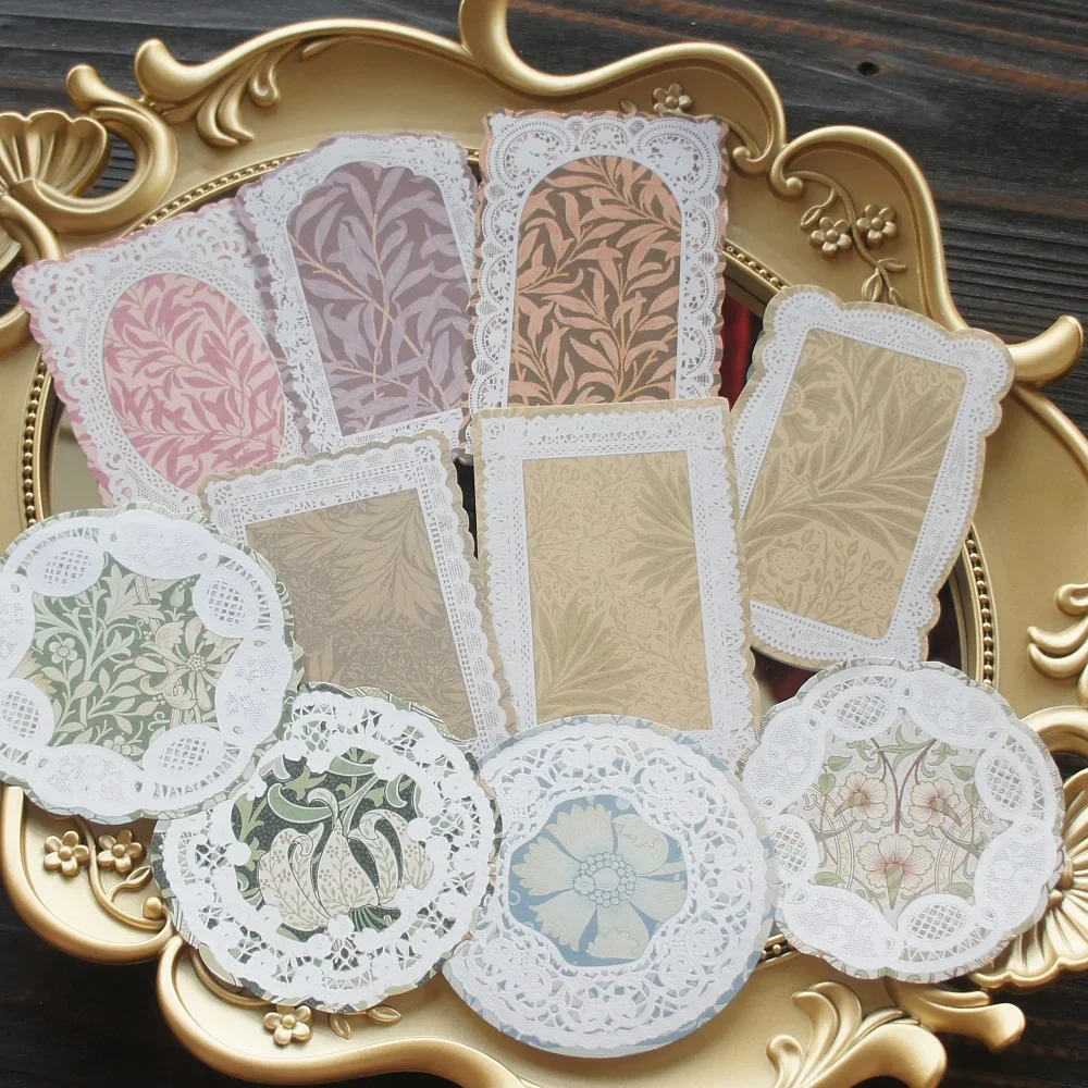 

50 Sheet Vintage Plant Weaving Round Heart Frame Design Background Paper Craft Paper Gift Tag Decoration Scrapbooking DIY