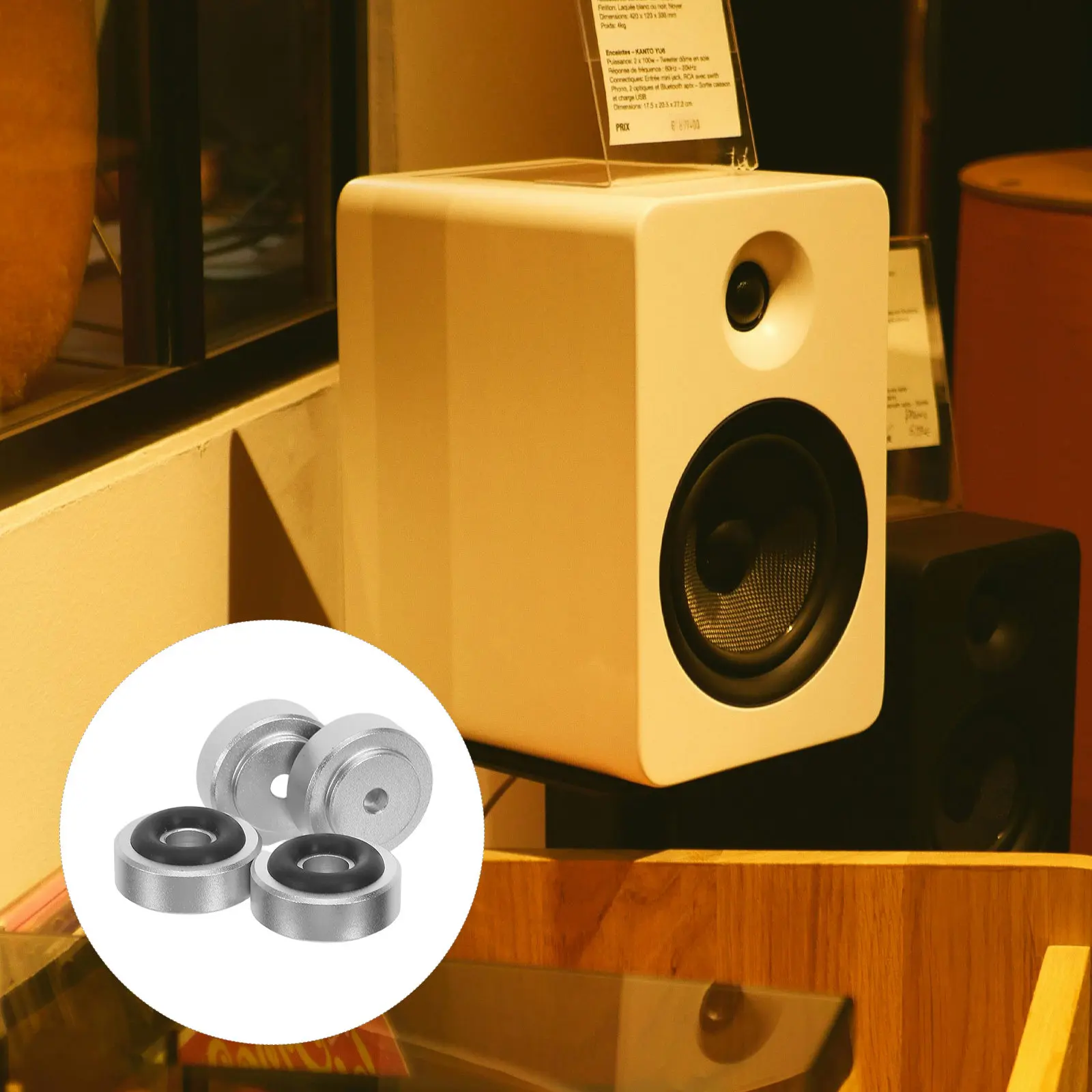 4Pcs Speaker Isolation Feet Aluminum Alloy Anti Vibration Pads Subwoofer Non Slip Shock Absorbing Audio Equipment Turntable