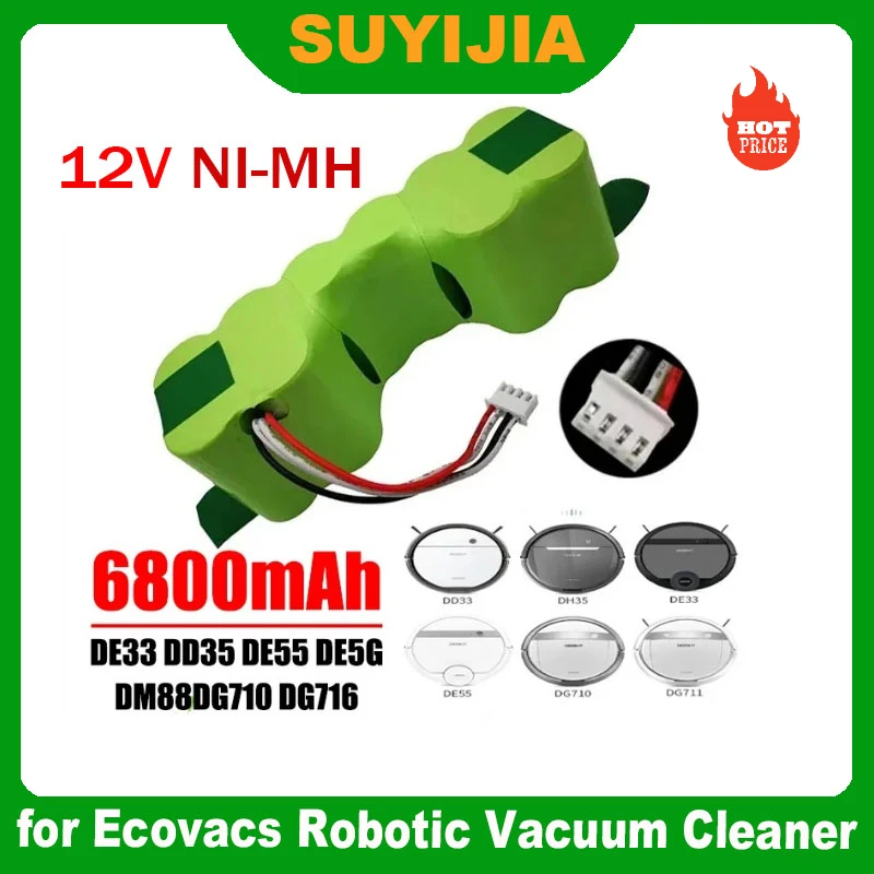 Batteria di ricambio NIMH 12V per aspirapolvere robotico Ecovacs DE33 DD35 DE55 DE5G DM88DG710 DG716 Deebot Sweeper Batttery Pack