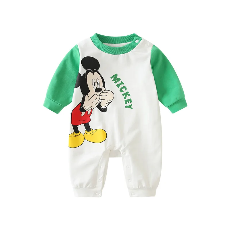 

MINISO Микки для маленьких мальчиков, весенний комбинезон контрастного цвета, одежда для новорожденных, мягкий хлопковый милый боди с длинными рукавами для детей 0-1 лет, верхняя одежда