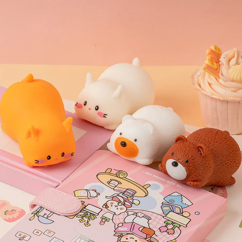 かわいいシミュレーションクマのスクイーズフィジェットトイ、かわいい猫のスローリバウンドストレス解消感覚スクイーズ玩具、大人子供向けホリデーギフト