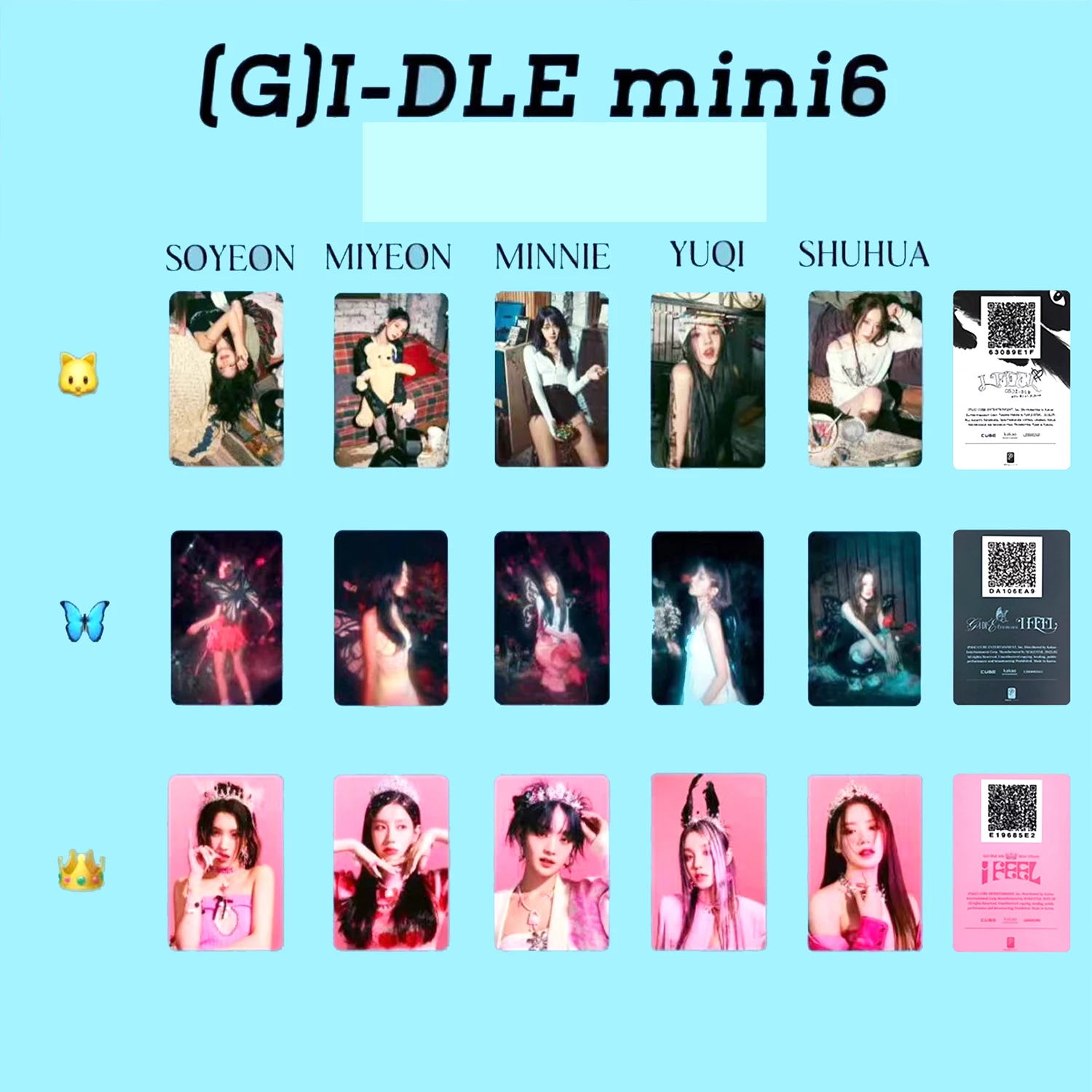 

KPOP (G)I-DLE Queencard Electronic Album -QR Card MiYeon YuQi SoYeon Two-Sided Bright Film LOMO Cards gidle Fans Collections