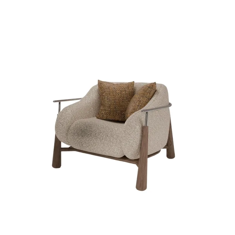 

medieval solid wood sofa chair, living room bedroom metal single sofa, lazy sofa