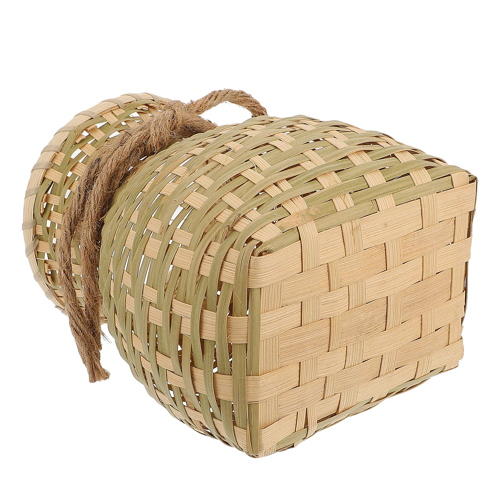

Handicraft Bamboo Storage Basket Desktop Organizer Small Size Large Capacity Decorative Basket for Kitchen Bathroom Room
