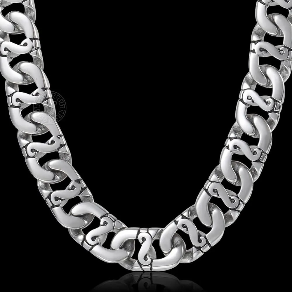 9.5mm Heavy Mens Chain Marina Biker Silver Color 316L Stainless Steel Necklace Personalize Size Jewelry Dropshipping DHN01